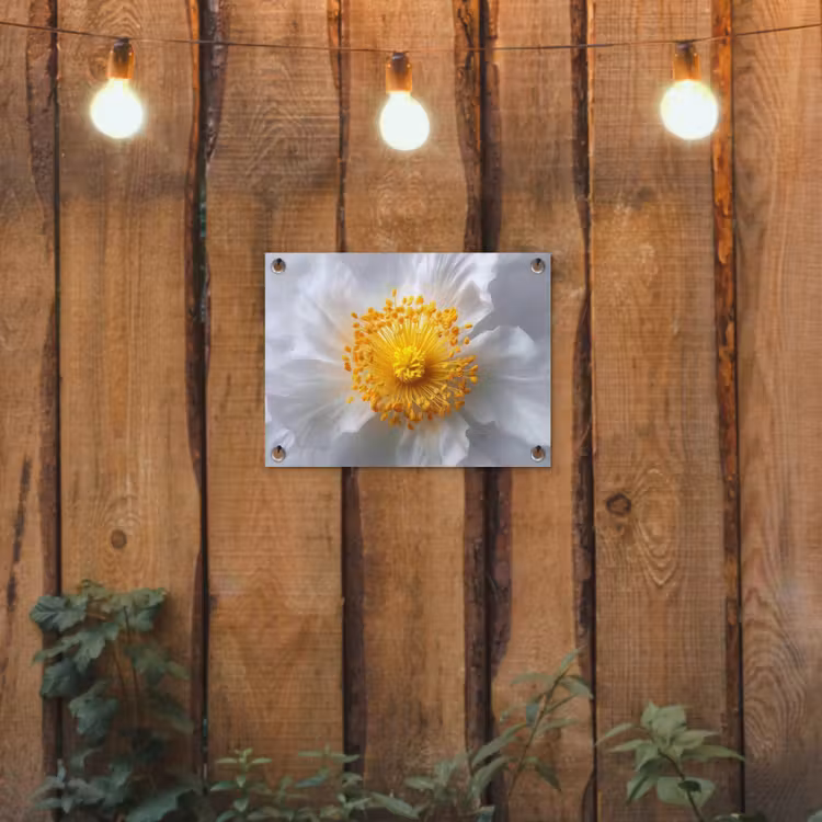 Wit - Bloem - Elegant tuinposter los doek klein -sfeer1