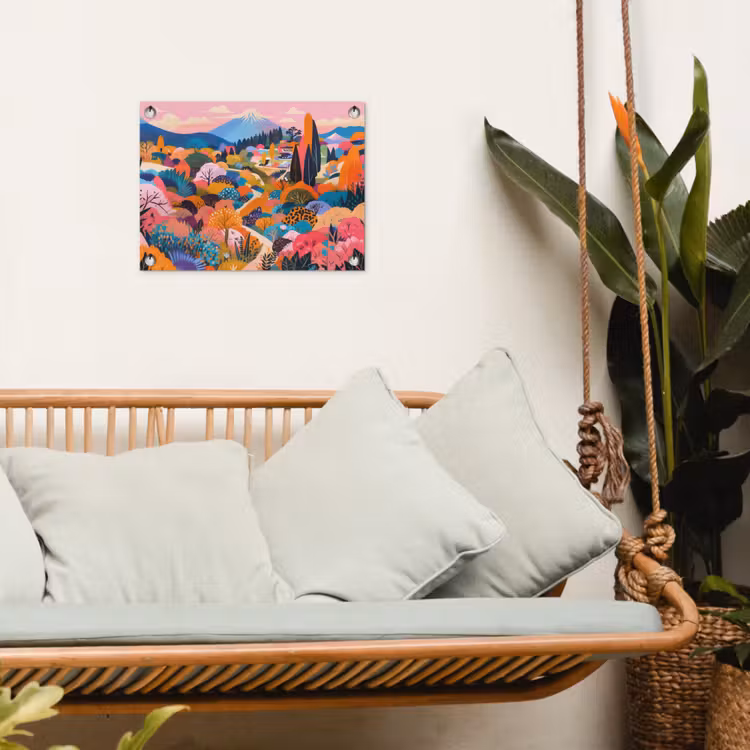 Witte bergtop - Modern - Kleurrijk tuinposter los doek klein -sfeer7