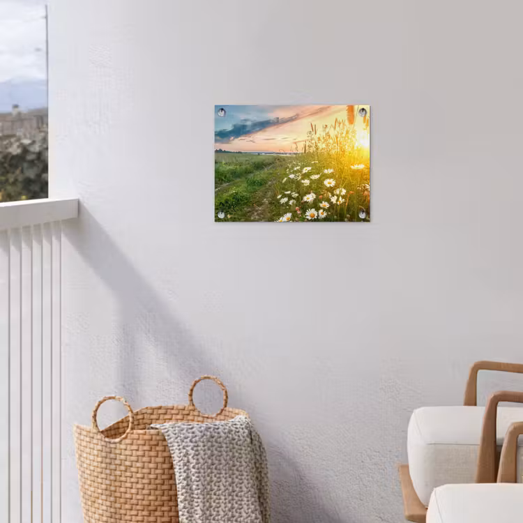 Wilde bloemen in de ochtendzon tuinposter los doek klein -sfeer8