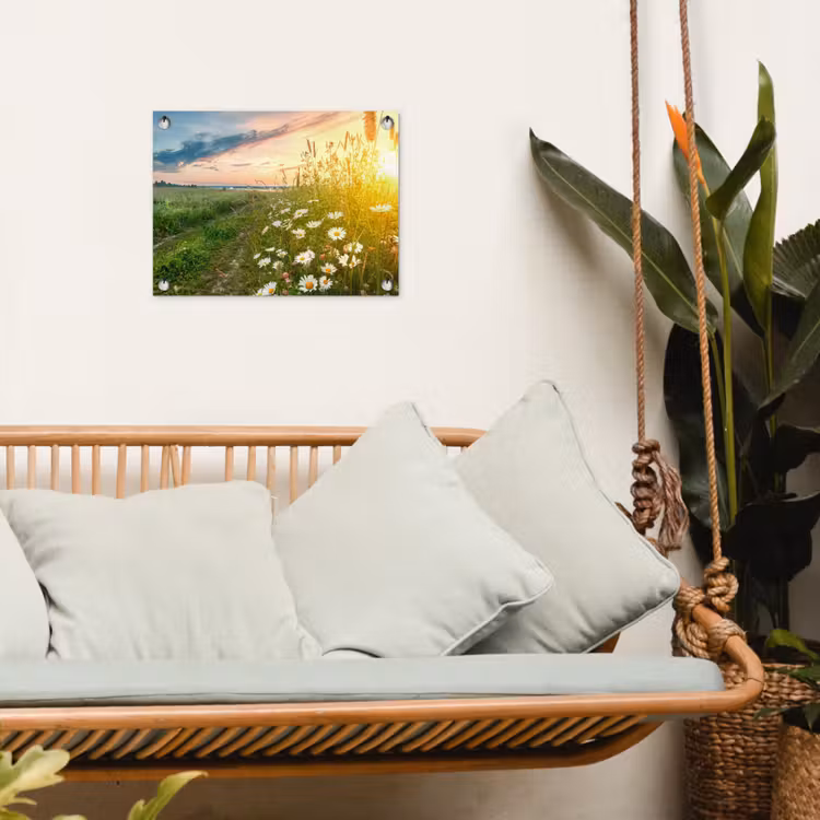 Wilde bloemen in de ochtendzon tuinposter los doek klein -sfeer7