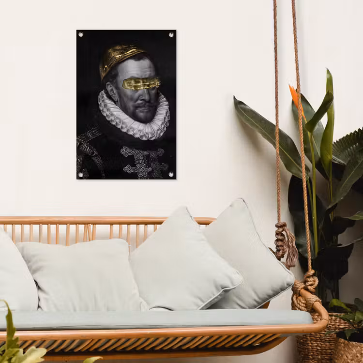 Willem van Oranje - Adriaen Thomasz - Zwart - Wit tuinposter los doek klein -sfeer7