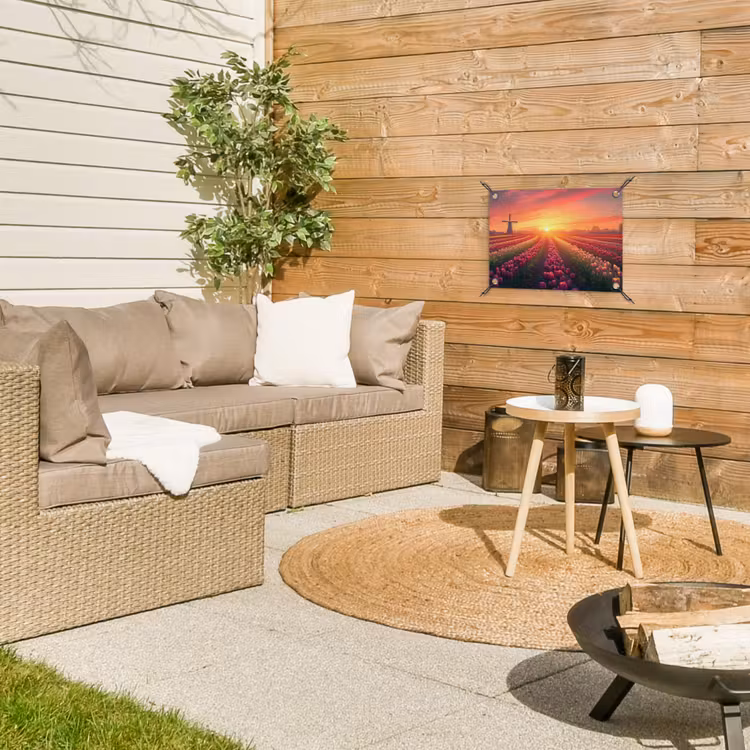 Windmolen - Zonsondergang - Landschap tuinposter los doek klein -sfeer4