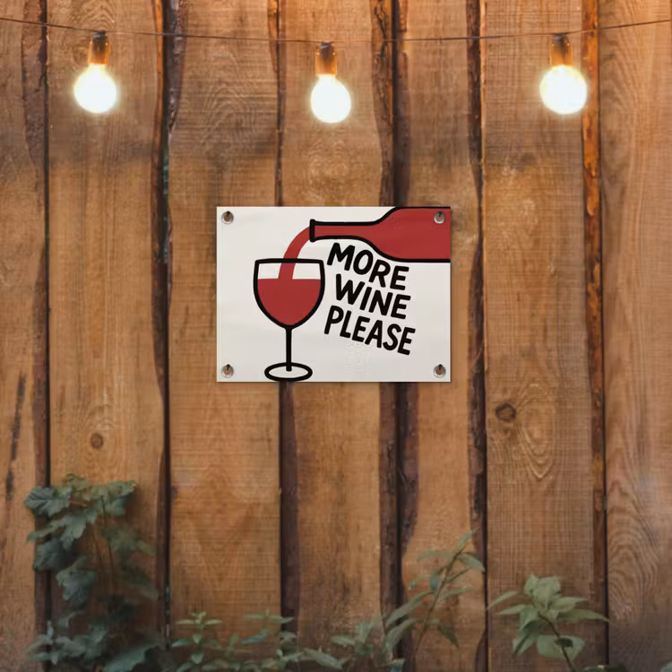 Wijnfles - Quote - Rood - Glas tuinposter los doek klein -sfeer1