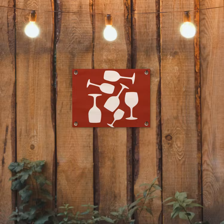 Wijnglazen - Silhouetten - Wit tuinposter los doek klein -sfeer1