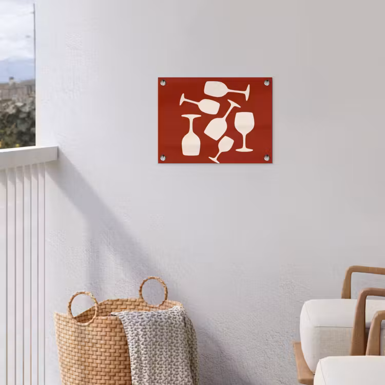 Wijnglazen - Silhouetten - Wit tuinposter los doek klein -sfeer8