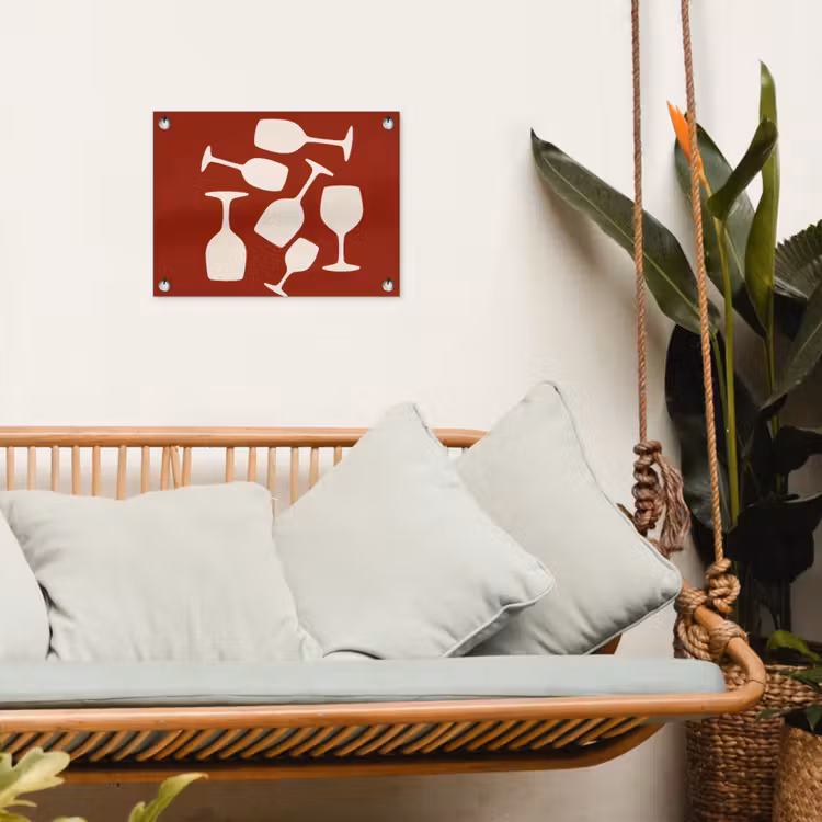 Wijnglazen - Silhouetten - Wit tuinposter los doek klein -sfeer7