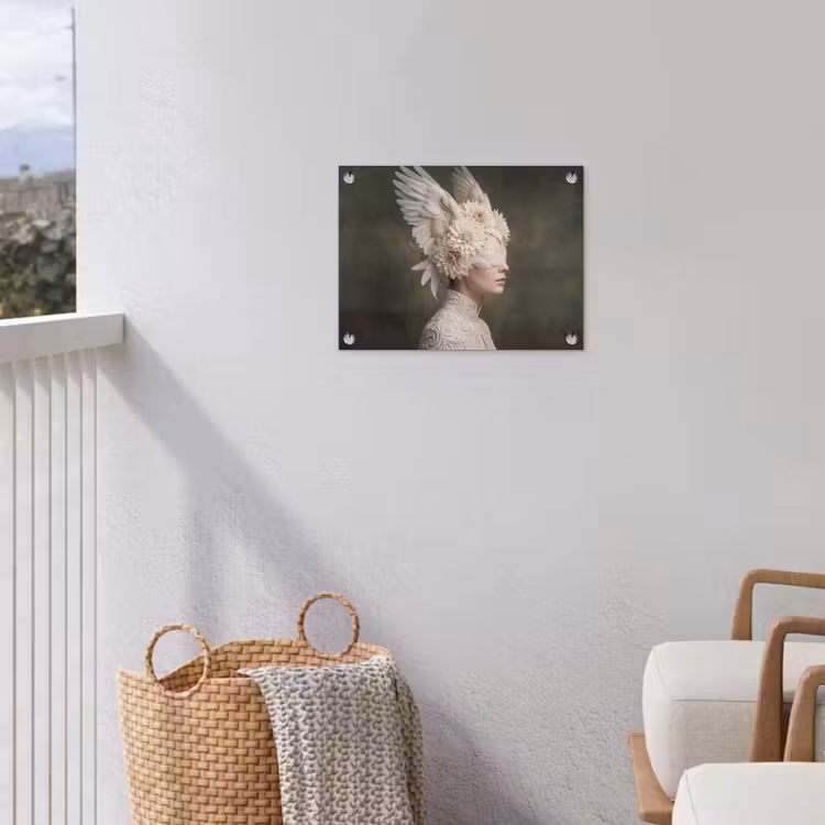 Vleugels - Vrouw - Wit tuinposter los doek klein -sfeer8