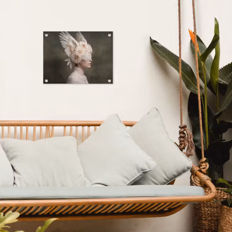 Vleugels - Vrouw - Wit tuinposter los doek klein -sfeer7