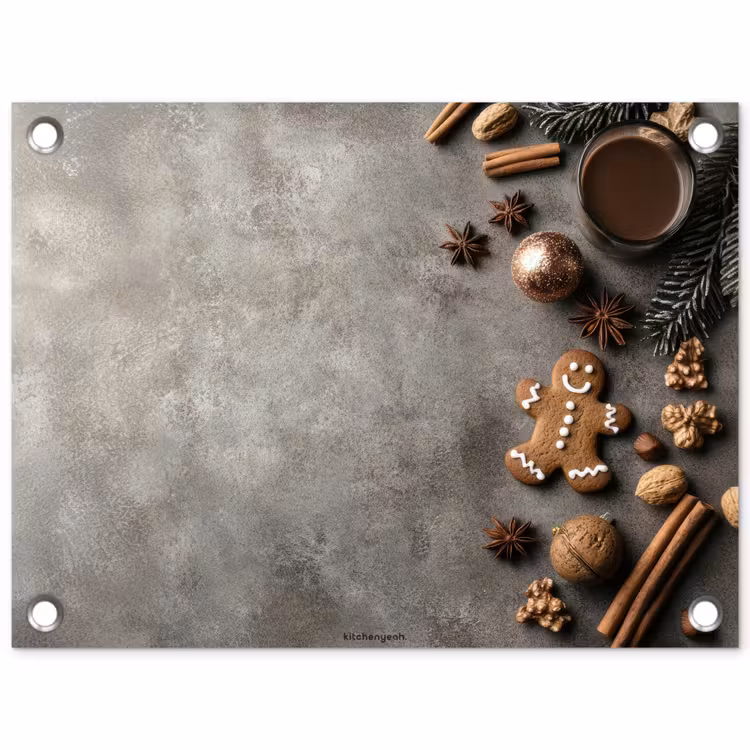 Winter - Kerst - Beton - Gingerbread man tuinposter los doek klein -3d