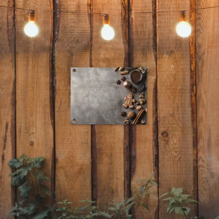 Winter - Kerst - Beton - Gingerbread man tuinposter los doek klein -sfeer1