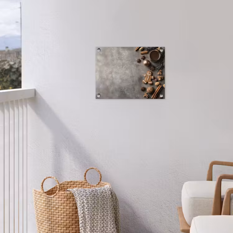 Winter - Kerst - Beton - Gingerbread man tuinposter los doek klein -sfeer8