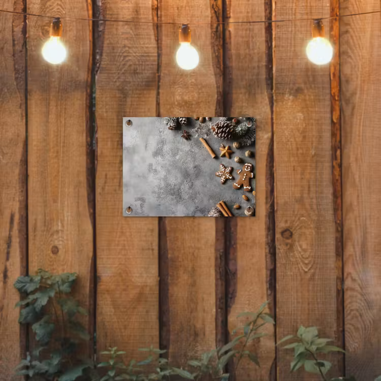 Winter - Kerst - Beton - Dennenappels tuinposter los doek klein -sfeer1
