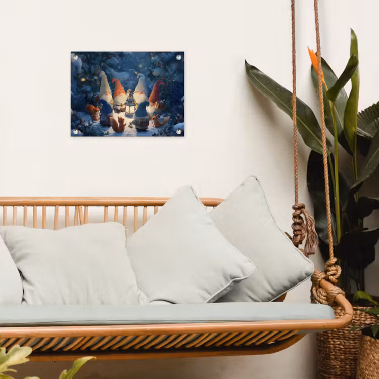Winter - Gnooms - Eekhoorns - Meerkleurig tuinposter los doek klein -sfeer7