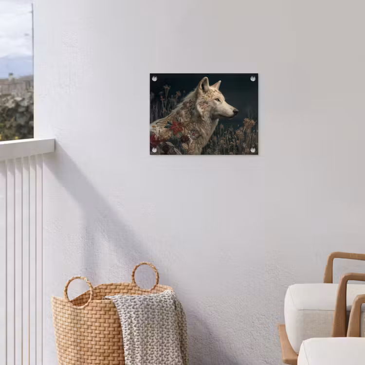 Wolf - Bloemen - Natuur tuinposter los doek klein -sfeer8