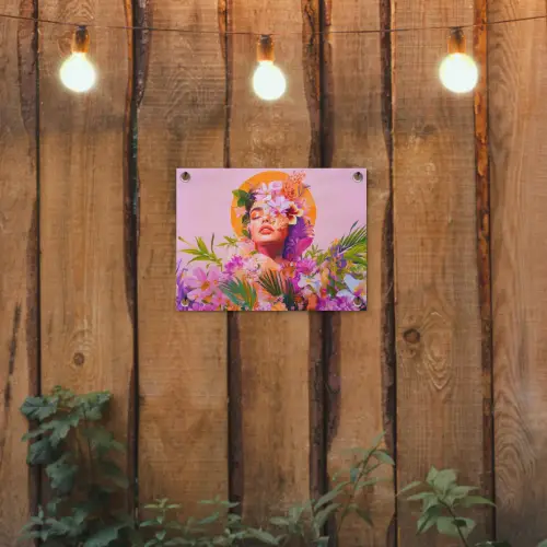 Vrouw - Abstract - Cirkel - Bloemen tuinposter los doek klein -sfeer1