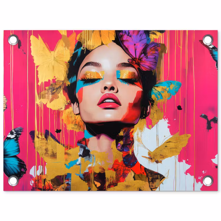 Vrouw - Abstract - Kleurrijk tuinposter los doek klein -3d