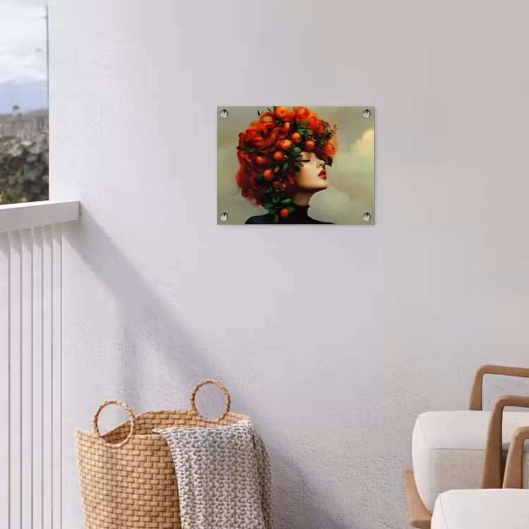 Vrouw - Appels - Rood - Bladeren tuinposter los doek klein -sfeer8