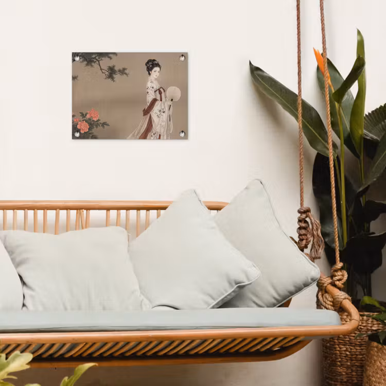 Vrouw - Azië - Kunst - Beige tuinposter los doek klein -sfeer7