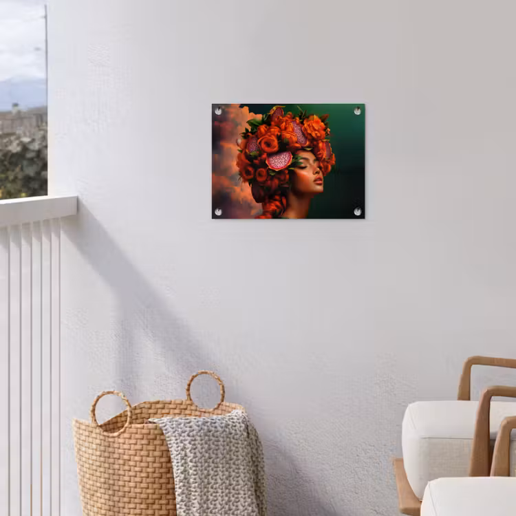 Vrouw - Drankenfruit - Rozen tuinposter los doek klein -sfeer8