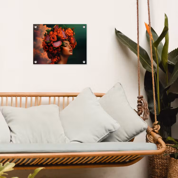 Vrouw - Drankenfruit - Rozen tuinposter los doek klein -sfeer7