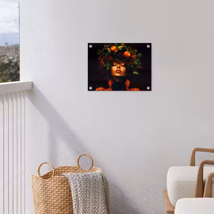 Vrouw - Zwart - Bessen - Bramen - Appels tuinposter los doek klein -sfeer8