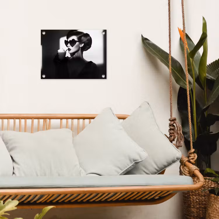 Vrouw - Zwart - Hart tuinposter los doek klein -sfeer7