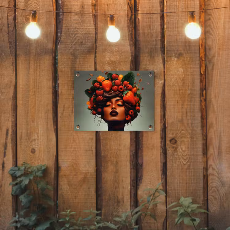 Vrouw - Chocolade - Frambozen - Aardbeien - Koekjes tuinposter los doek klein -sfeer1
