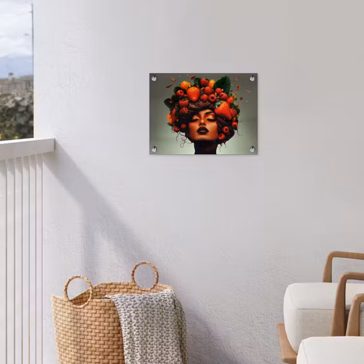 Vrouw - Chocolade - Frambozen - Aardbeien - Koekjes tuinposter los doek klein -sfeer8