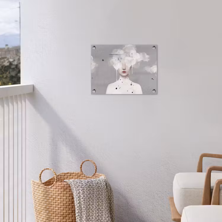 Vrouw - Wolk - Grijs tuinposter los doek klein -sfeer8