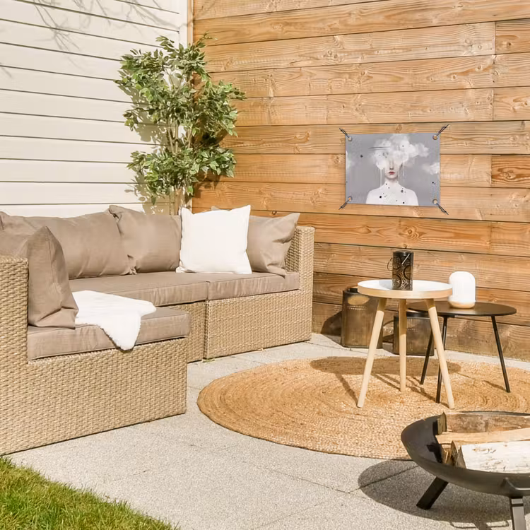 Vrouw - Wolk - Grijs tuinposter los doek klein -sfeer4