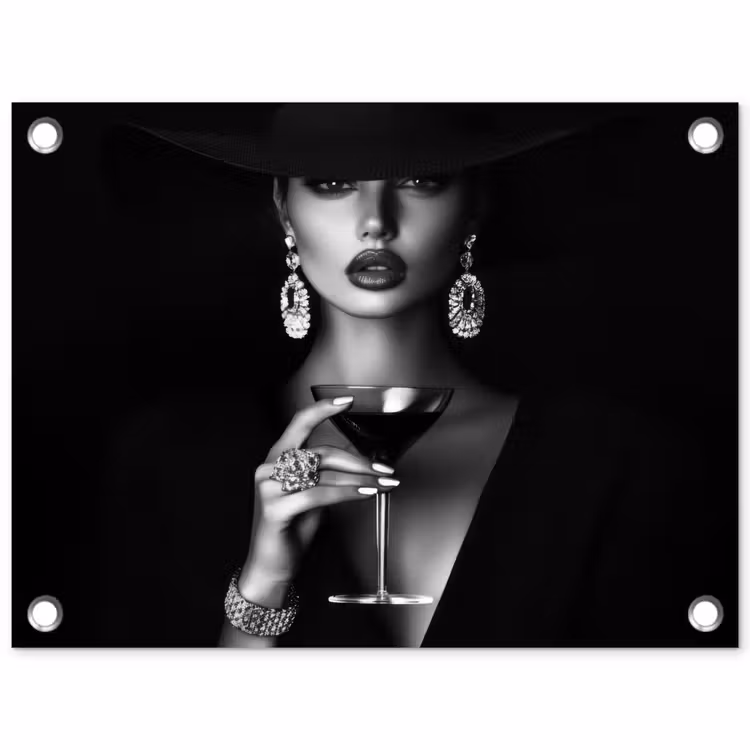 Vrouw - Cocktail - Chic tuinposter los doek klein -3d