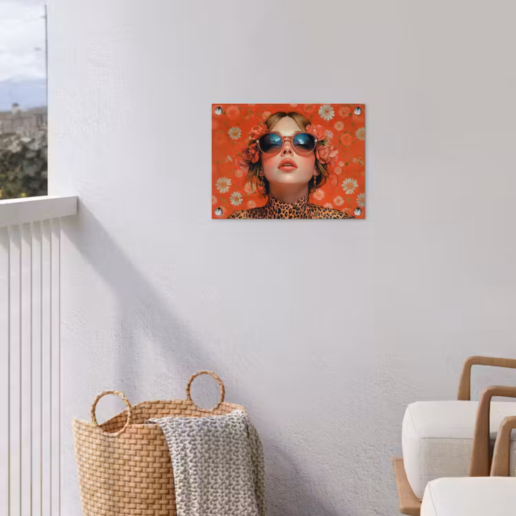 Vrouw - Kleurrijk - Dierenprint - Bloemen tuinposter los doek klein -sfeer8