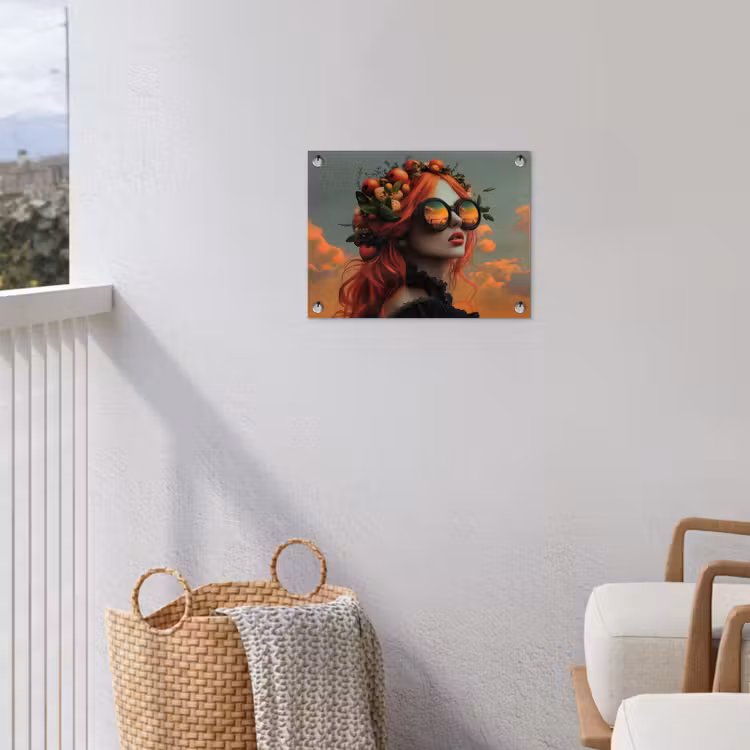 Vrouw - Kroon - Tomaat - Bascilicum - Zonnebril tuinposter los doek klein -sfeer8