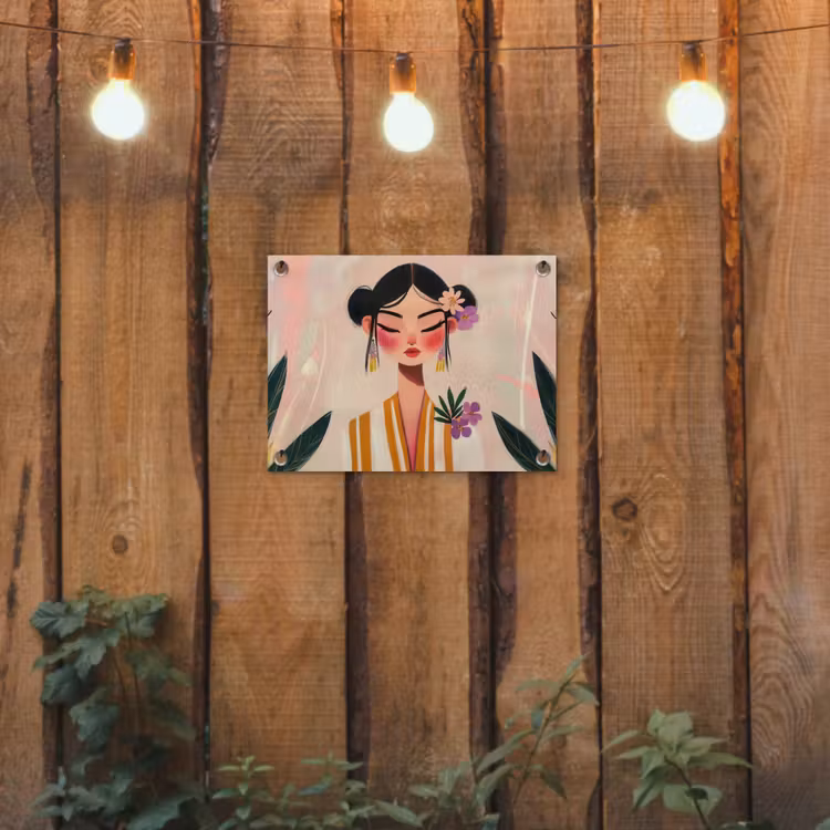 Vrouw - Bloemen - Pastel tuinposter los doek klein -sfeer1