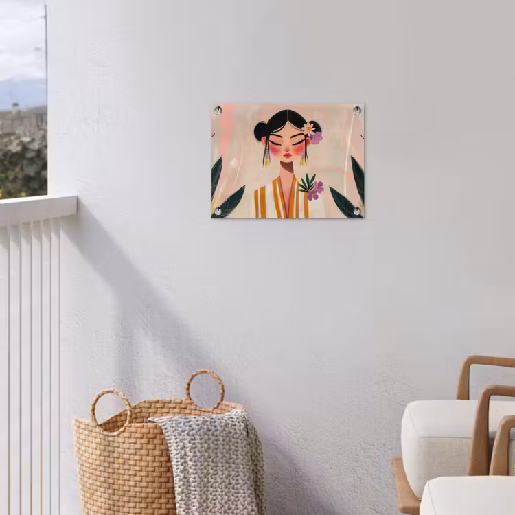 Vrouw - Bloemen - Pastel tuinposter los doek klein -sfeer8