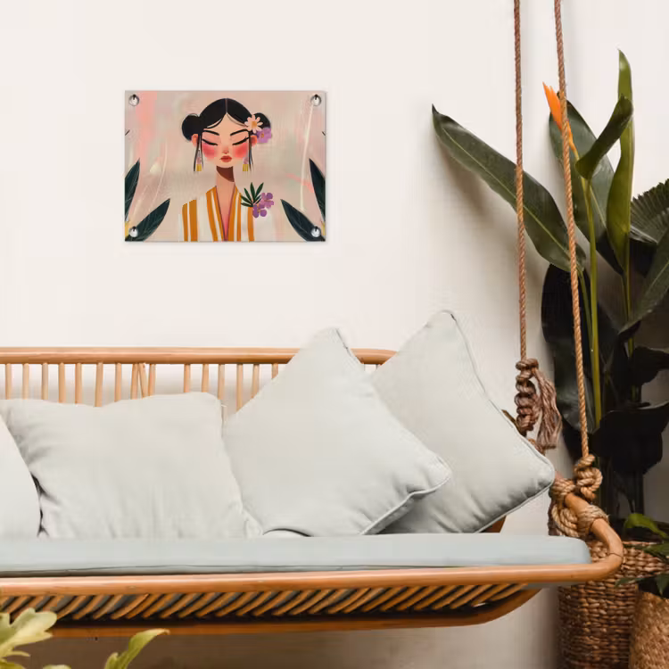 Vrouw - Bloemen - Pastel tuinposter los doek klein -sfeer7