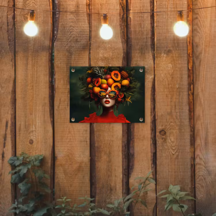 Vrouw - Vruchten - Papaja - Ananas tuinposter los doek klein -sfeer1