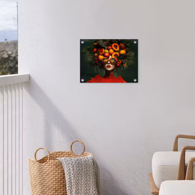 Vrouw - Vruchten - Papaja - Ananas tuinposter los doek klein -sfeer8