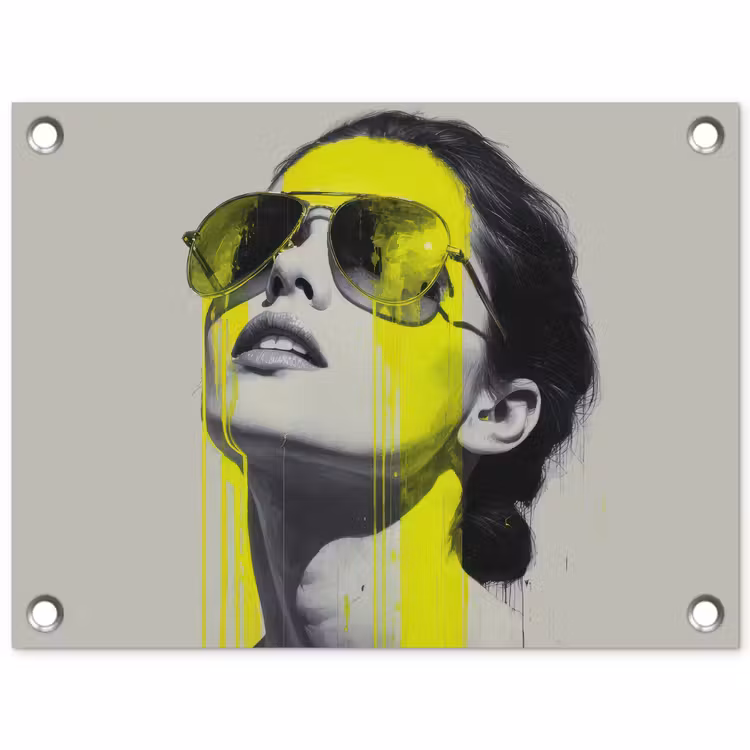 Vrouw - Bril - Verf tuinposter los doek klein -3d