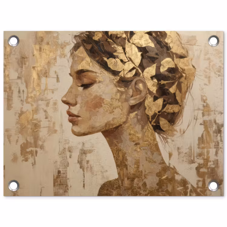Vrouw - Goud - Abstract - Textuur tuinposter los doek klein -3d