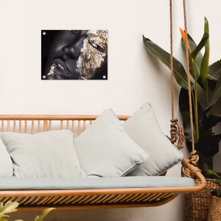 Vrouw - Goud - Zwart - Verf - Luxe tuinposter los doek klein -sfeer7