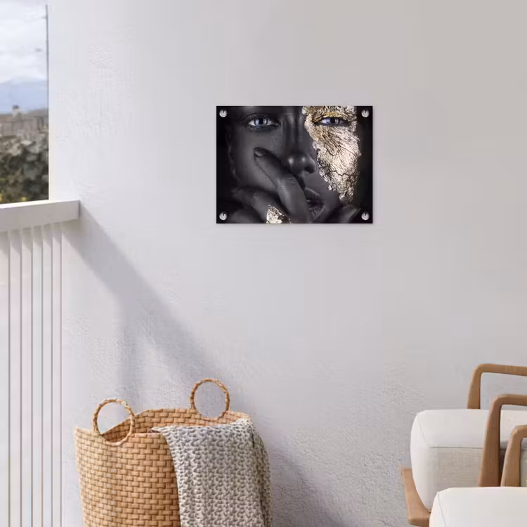 Vrouw - Goud - Zwart - Schmink - Luxe tuinposter los doek klein -sfeer8