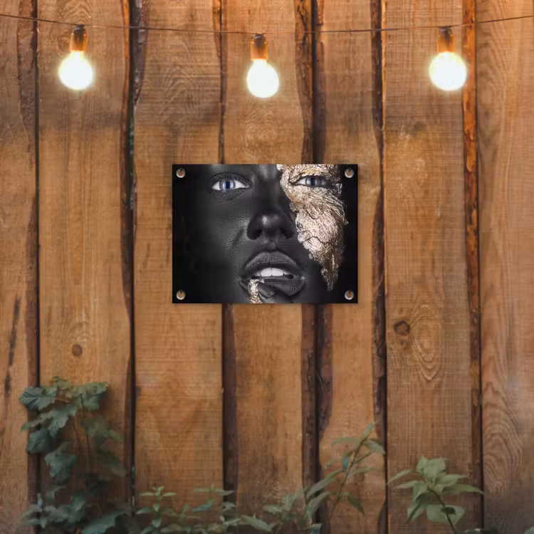 Vrouw - Bladgoud - Zwart - Huid - Luxe tuinposter los doek klein -sfeer1