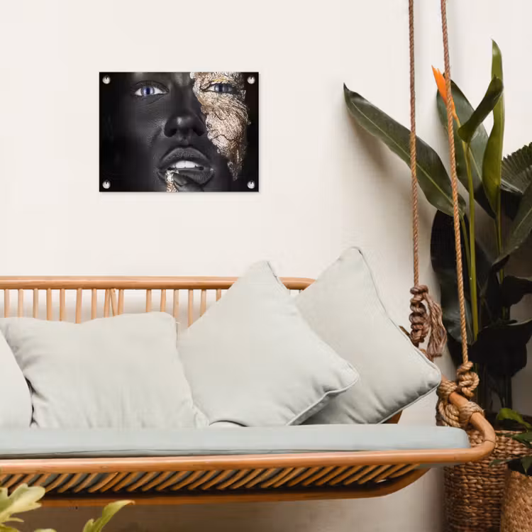 Vrouw - Bladgoud - Zwart - Huid - Luxe tuinposter los doek klein -sfeer7