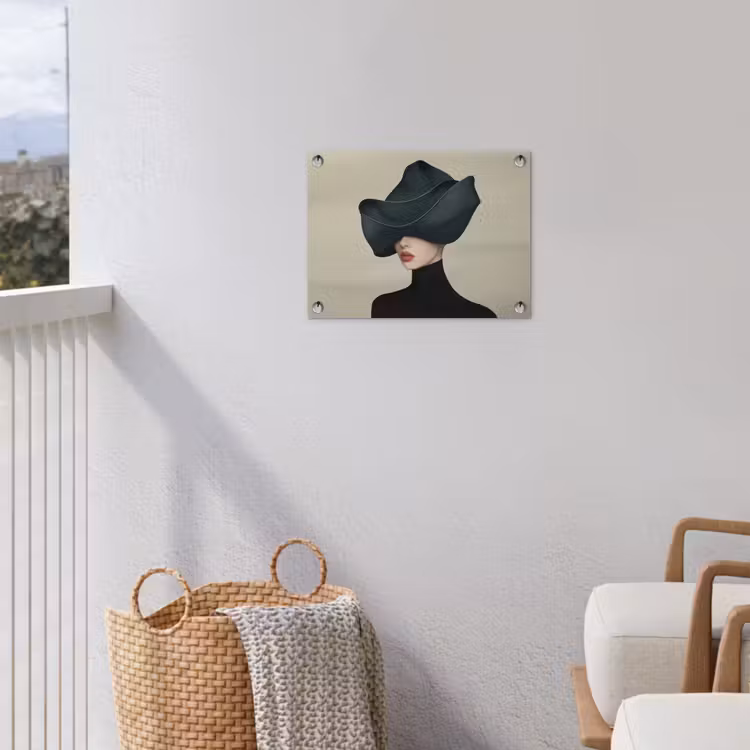 Vrouw - Groen - Hoed tuinposter los doek klein -sfeer8
