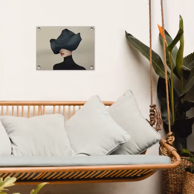 Vrouw - Groen - Hoed tuinposter los doek klein -sfeer7