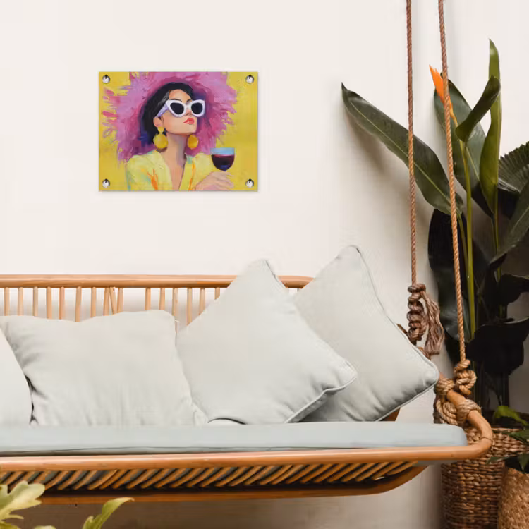 Vrouw - Hoed - Paars - Wijn tuinposter los doek klein -sfeer7