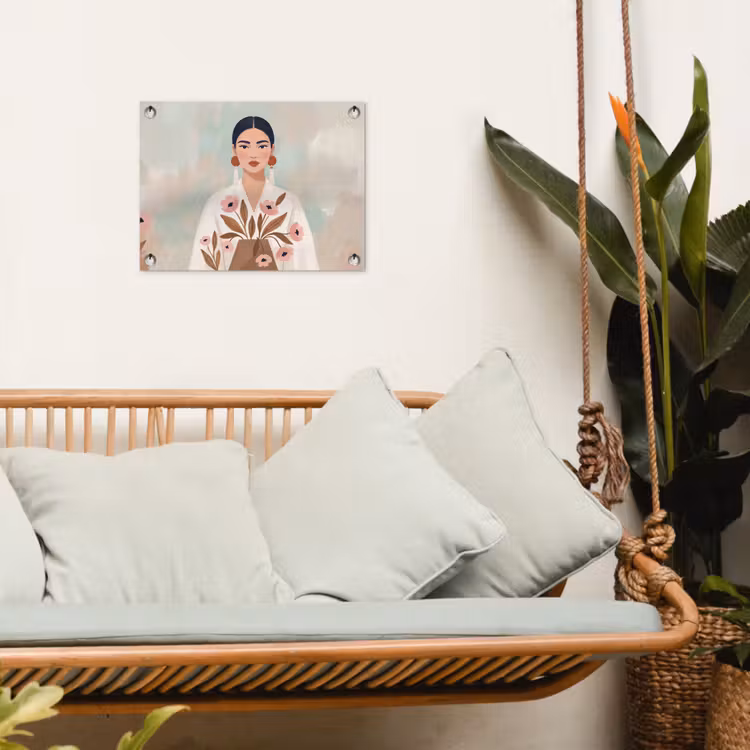 Vrouw - Kimono - Pastel tuinposter los doek klein -sfeer7