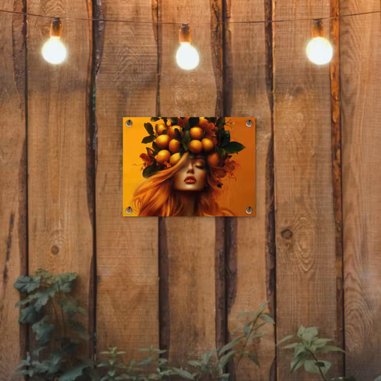 Vrouw - Citroenen - Bloesem - Geel tuinposter los doek klein -sfeer1