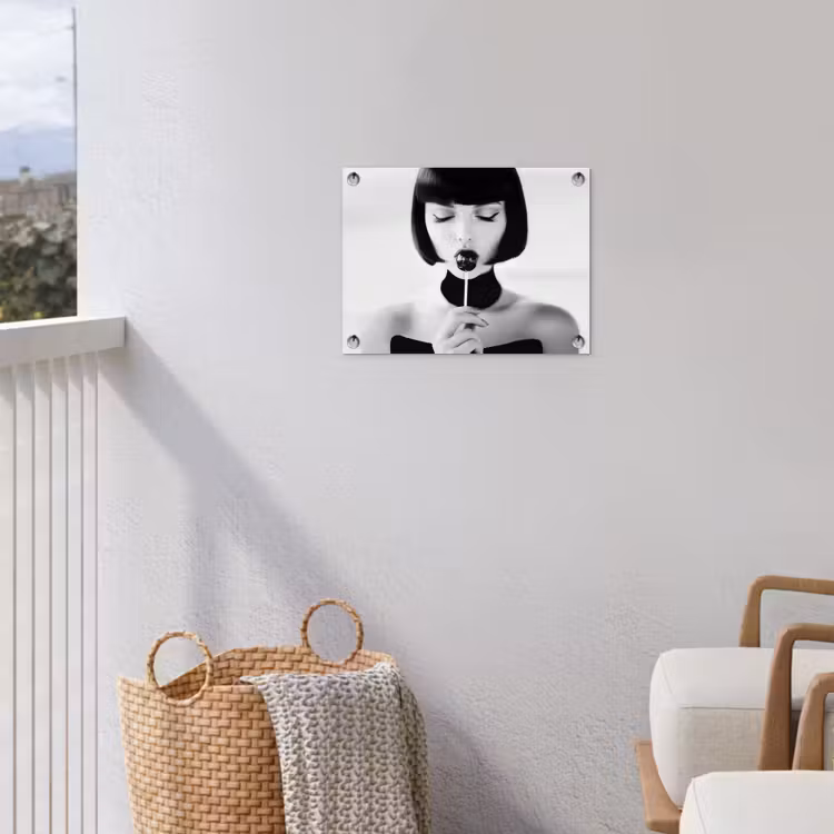 Vrouw - Lolly - Zwart - Wit tuinposter los doek klein -sfeer8